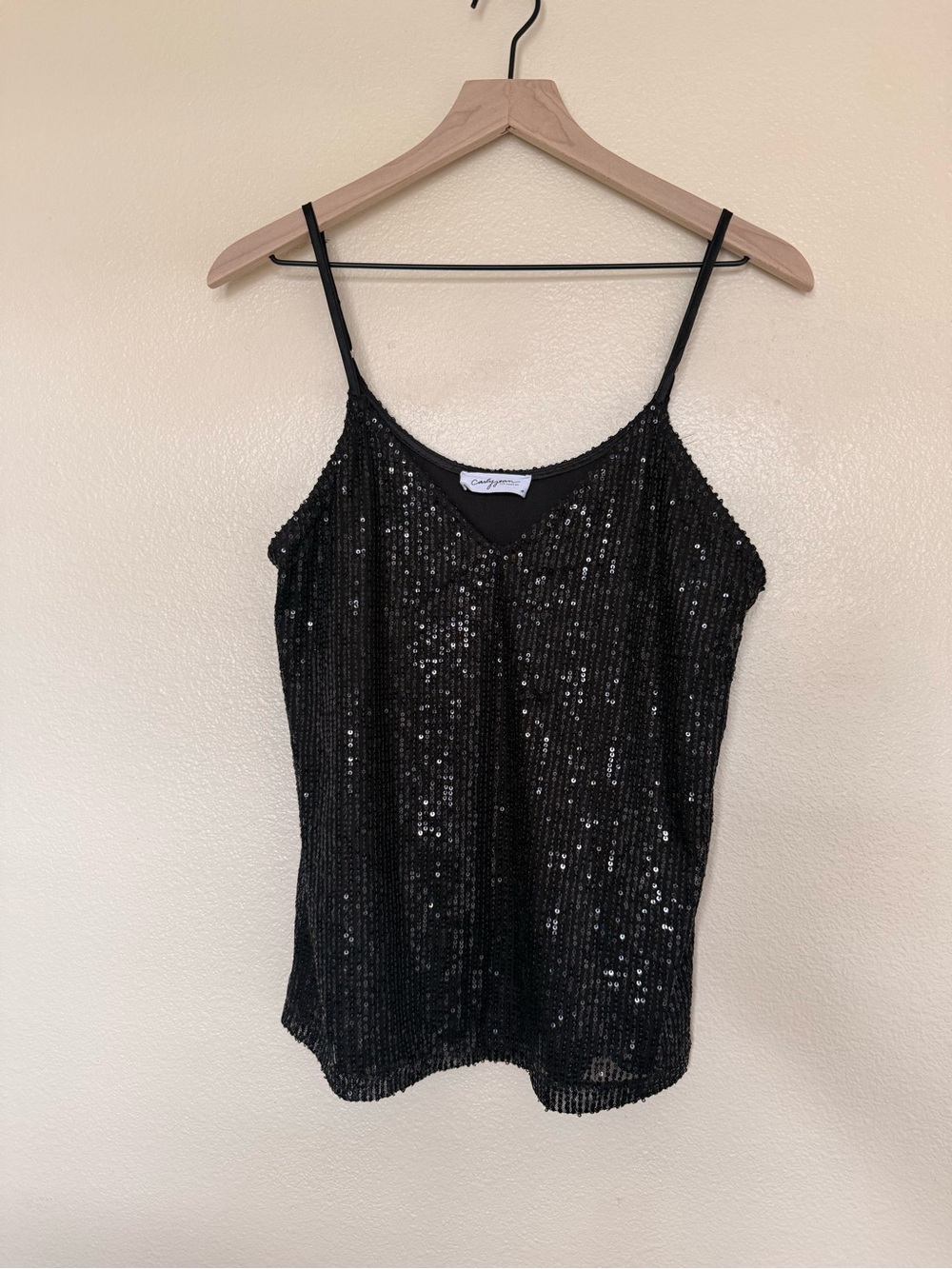 Carly Jean Los Angeles Black Sequin V-Neck Camisole